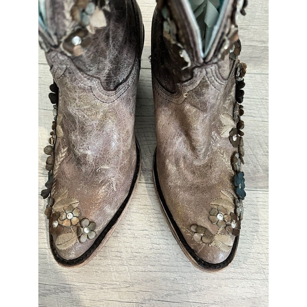 Corral Embellished Embroider Floral Flowers Western Cowboy Boot Women's size 8.5 - Picture 7 of 11